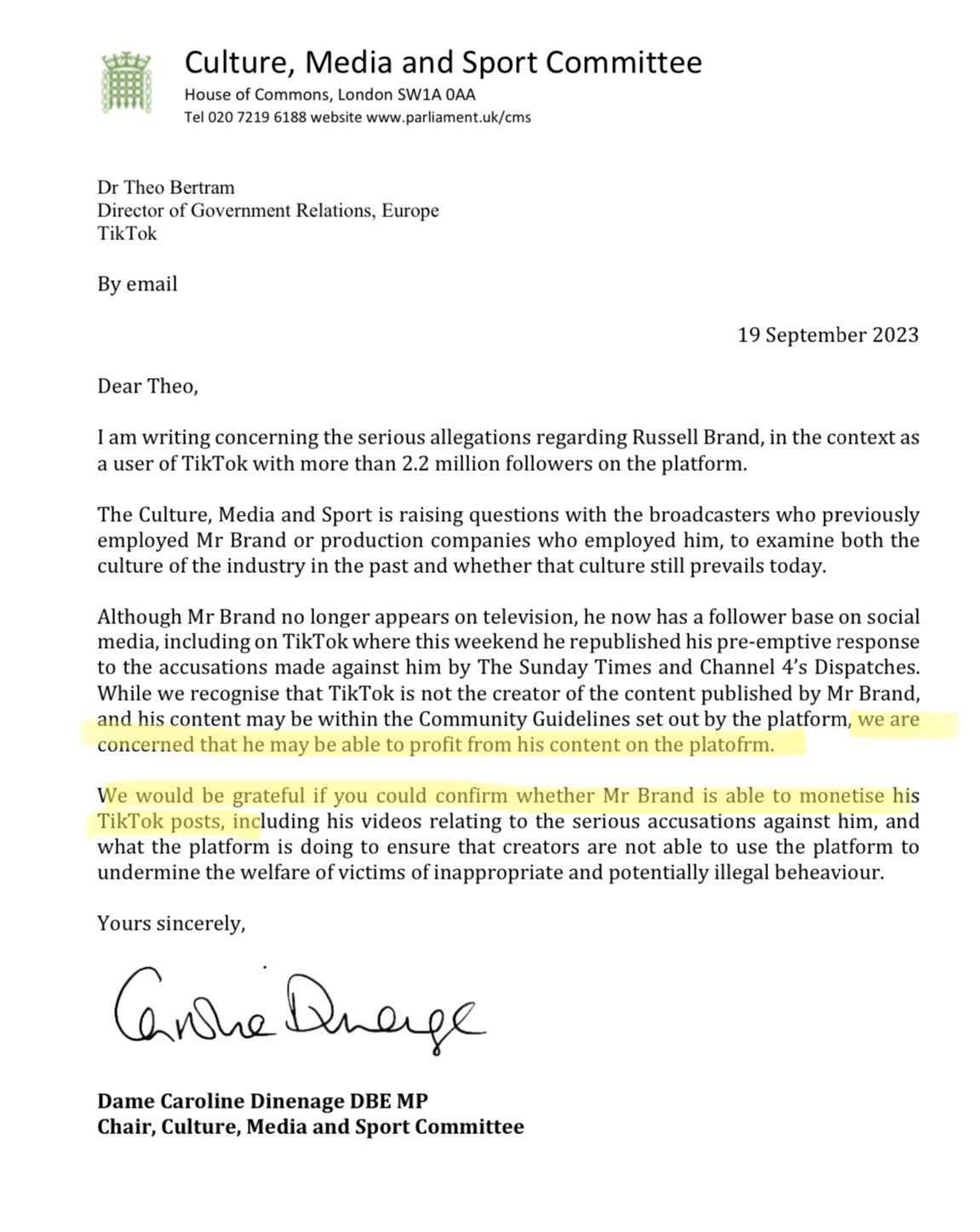 De brief aan TikTok