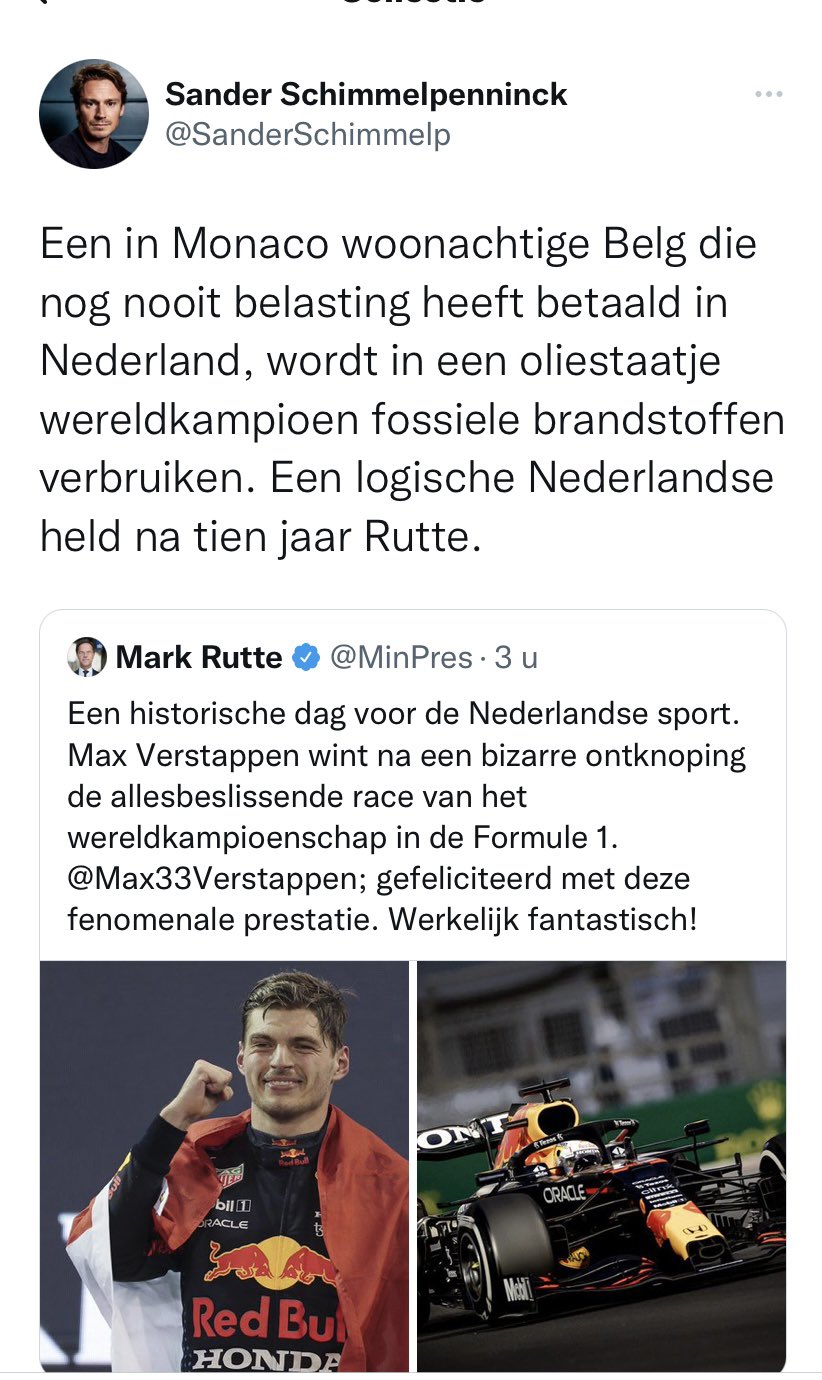 Een wegens double digit oplage loss ontslagen hoofdredacteur/rondneuker van een door Shell gesponsorde column in een Vlaamse subsidiekrant die vooral stampvoetend bij bagagebanden wordt gespot omdat-ie geen privé-jet heeft