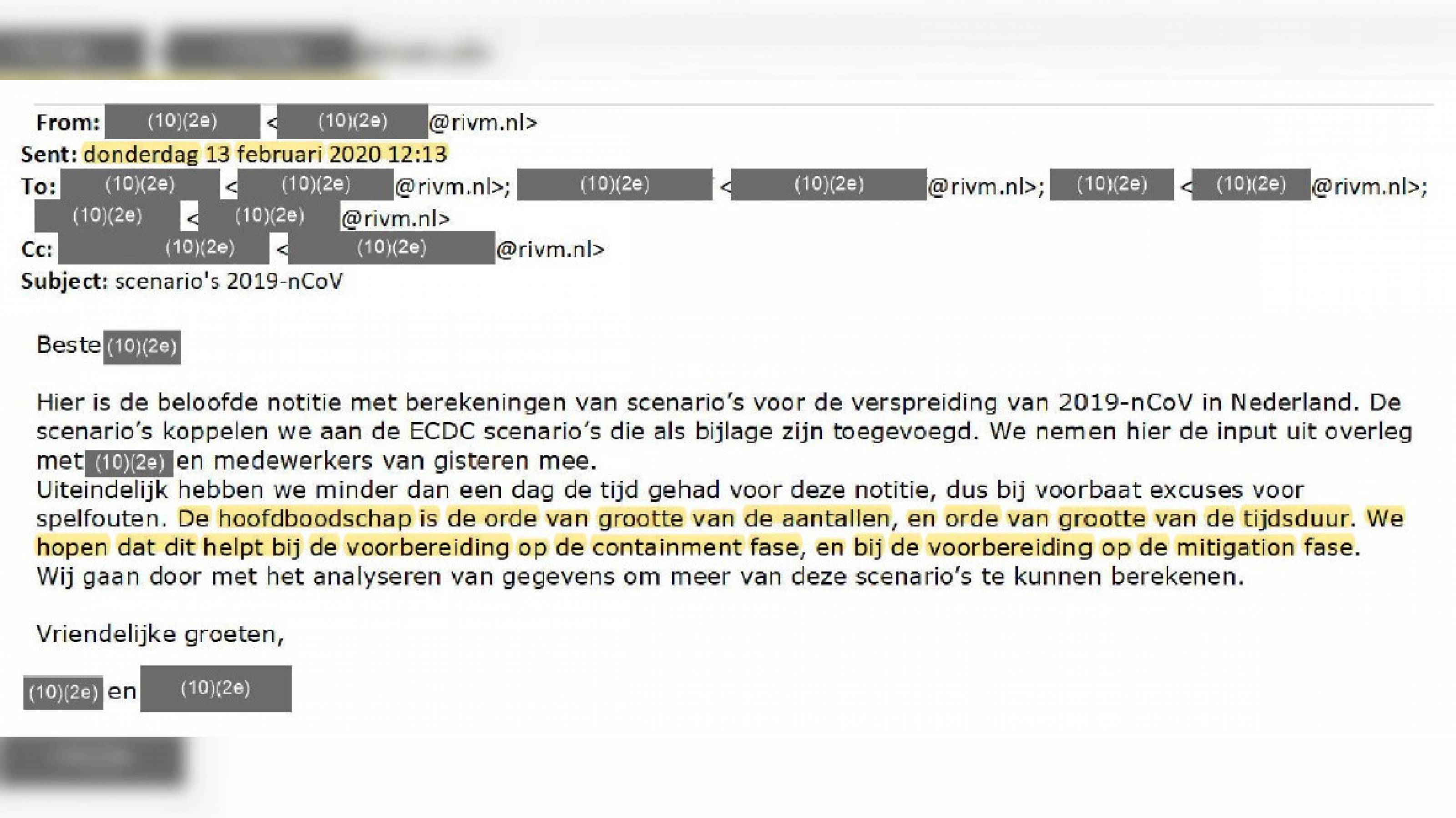 Interne mail RIVM
