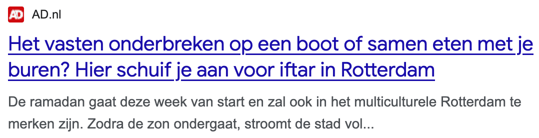 een bericht van het AD over de ramadan