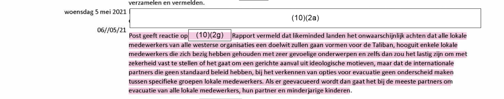 13 aug: IND 'akkoord'. 15 aug: Kabul valt, post geëvacueerd...