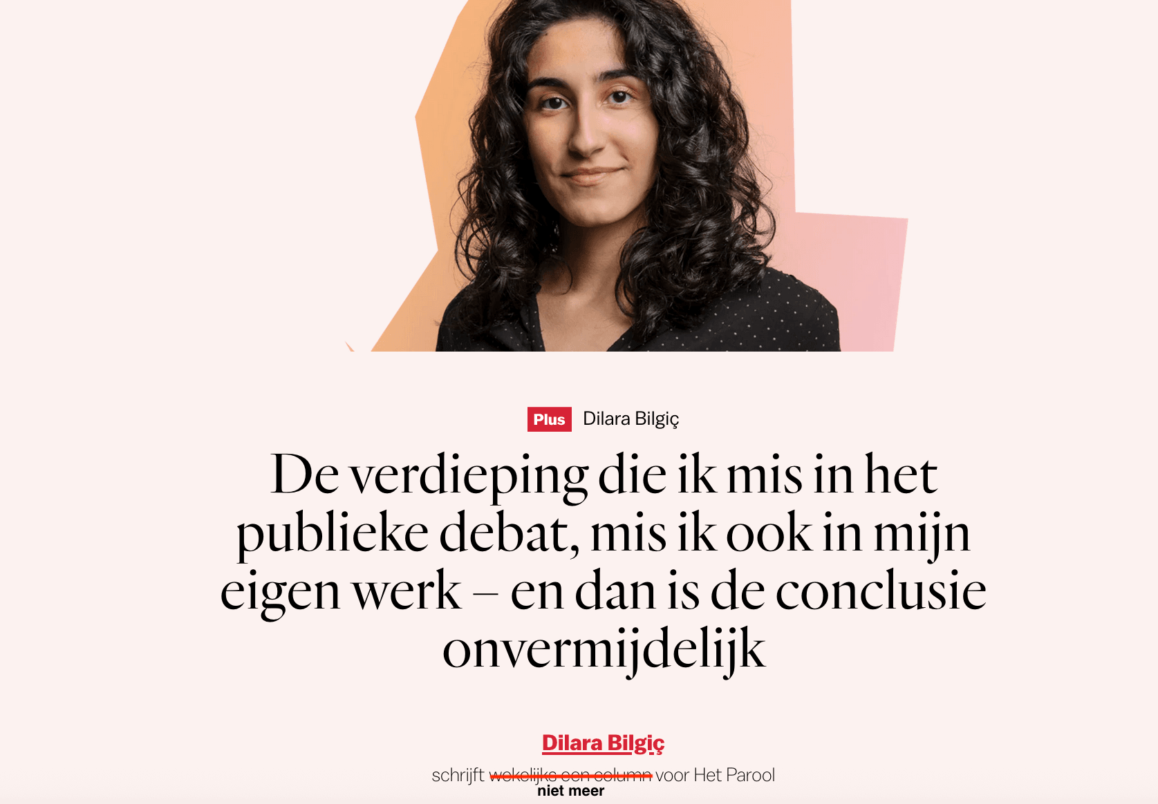 columnist bilgic gestopt met het parool