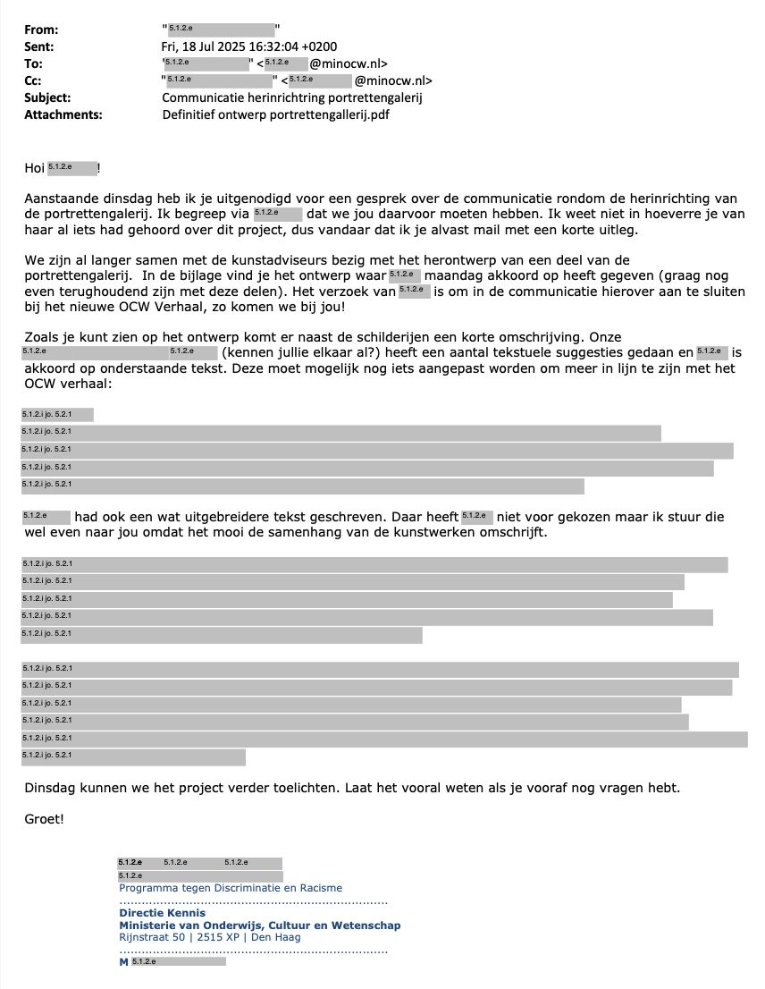 document uit de GSTV WOO SPECIAL aangaande het herontwerp van de galerij