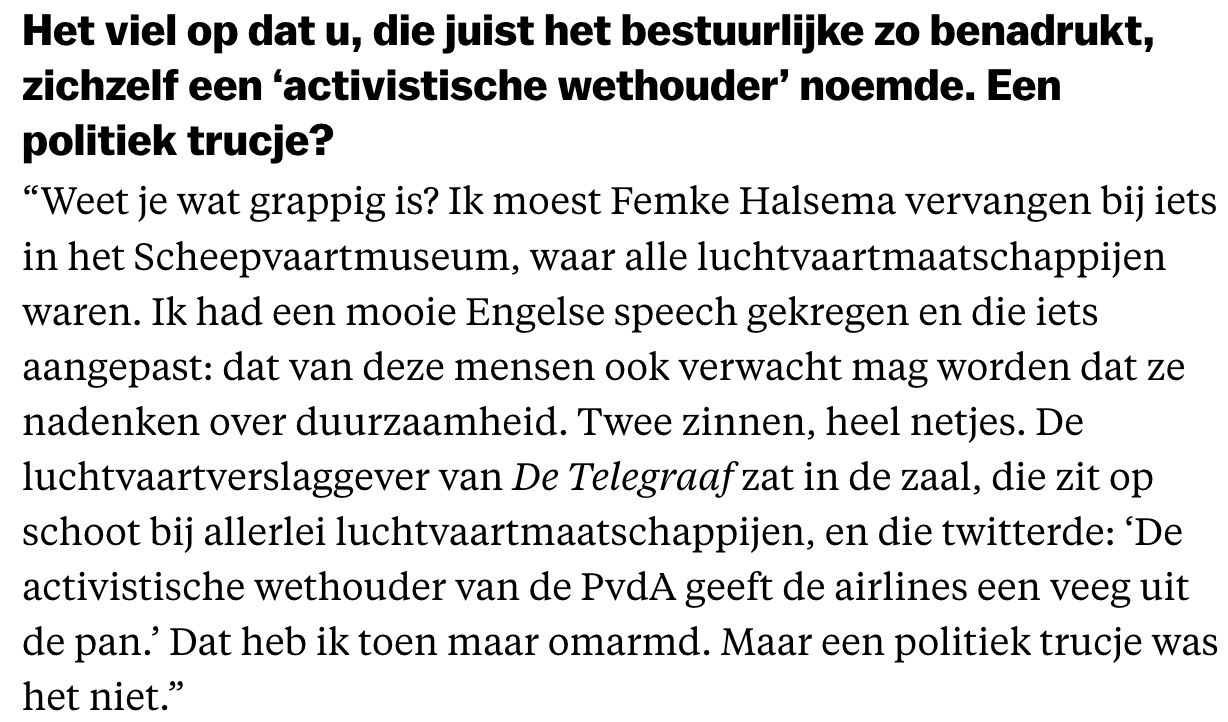 schermafbeelding van interview met hetser van buren in het parool