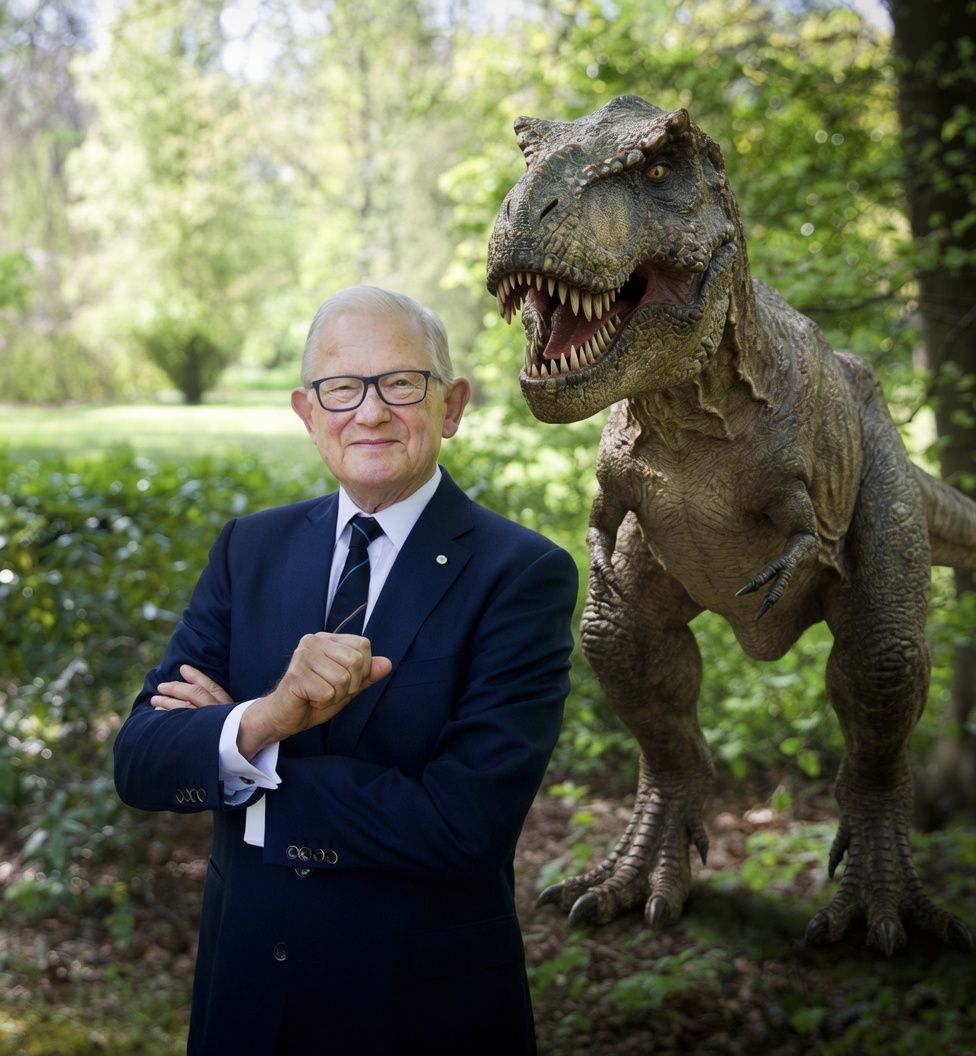 pieter van vollenhoven en een dino