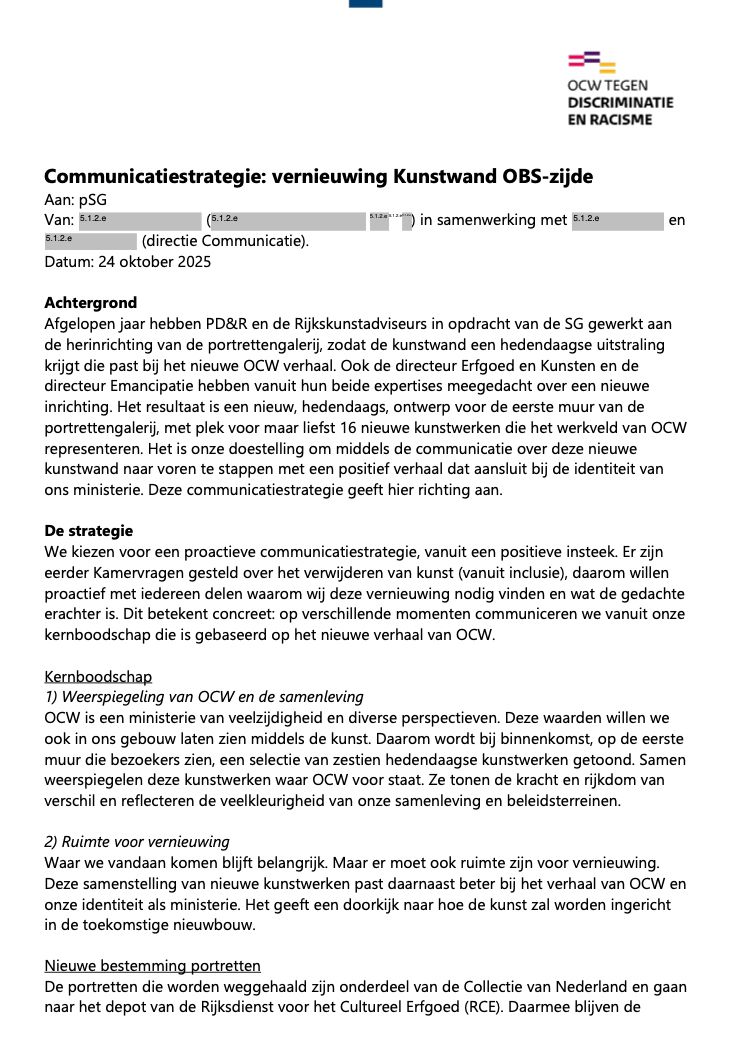 document uit de GSTV WOO SPECIAL waarin een proactieve communicatiestrategie vanuit een positieve insteek wordt bepleit